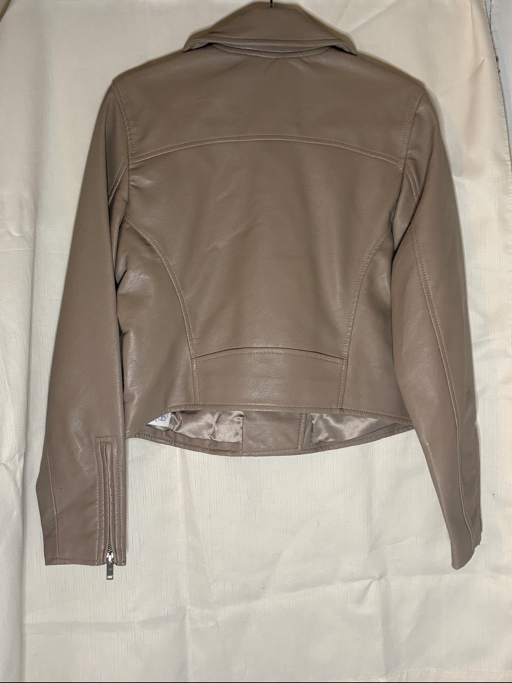 Abercrombie & Fitch Vegan Leather Moto Jacket - Taupe - Picture 2 of 10